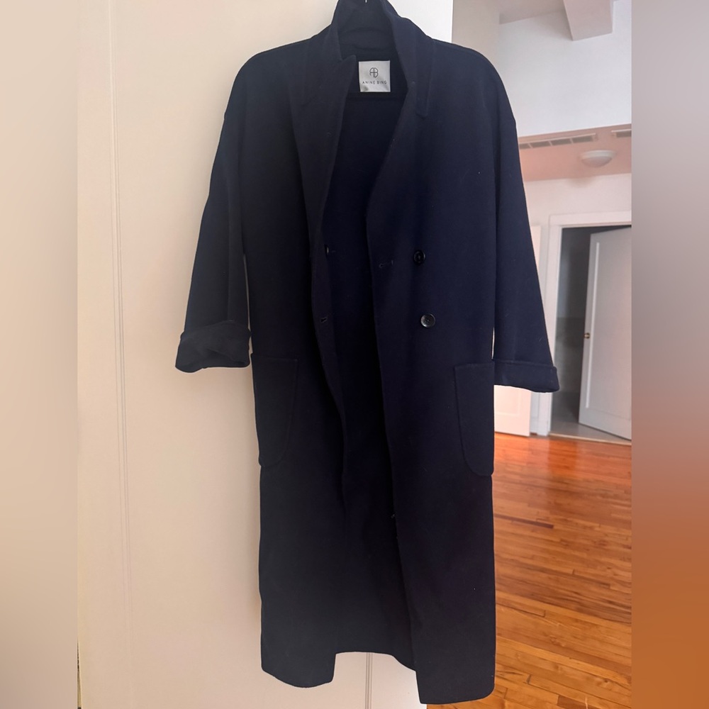 Anine Bing Navy Wool Coat